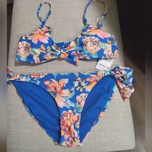Endless Sun Blue Floral Tie-Front Bikini Set